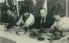 El Periodista Addiel Bolio, el Empresario Rafael Herrerías, Enrique Hernández Flores y el Compositor Federico Méndez